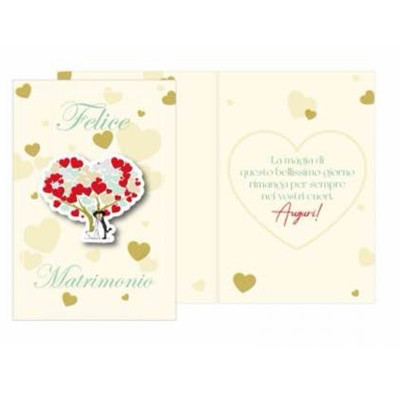 Biglietto di Auguri Matrimonio Oggi Sposi - Ciondolo in legno Sposi con albero della vita