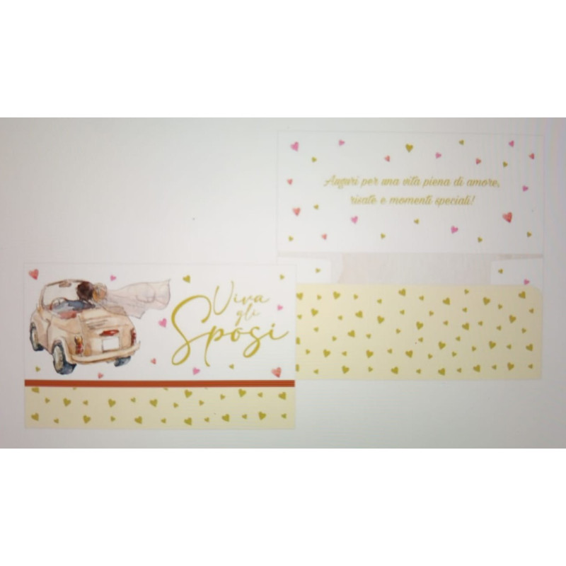 Biglietto d'auguri augurale di MATRIMONIO - Pochet portasoldi Viva gli Sposi
