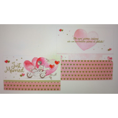 Biglietto d'auguri augurale di MATRIMONIO - Pochet portasoldi Viva gli Sposi in moto