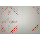 Biglietto d'auguri Buon Anniversario con cuori e flute - completo di busta