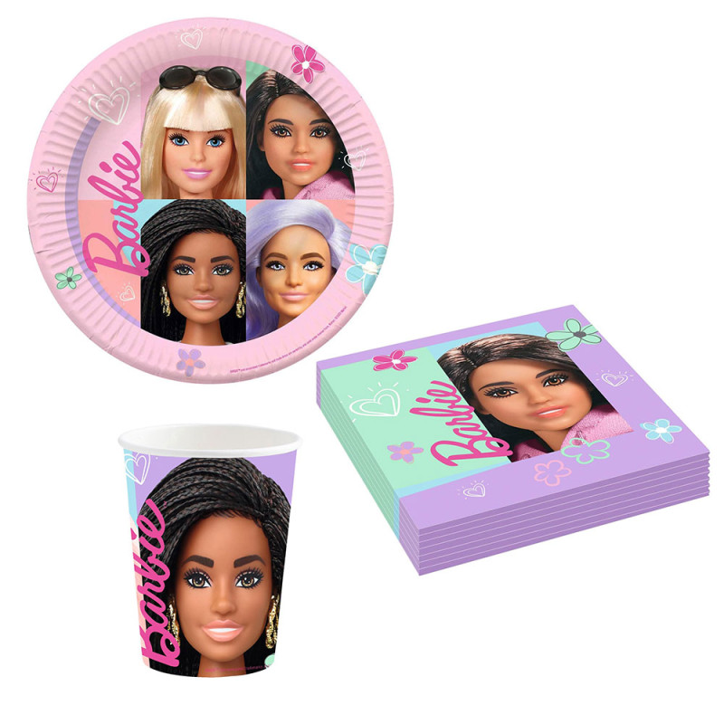 Coordinato festa bambola BARBIE bambini piatti bicchieri tovaglioli