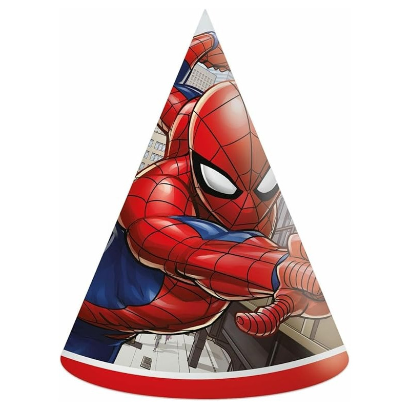 6 Cappellini carta SPIDERMAN Uomo Ragno con elastico