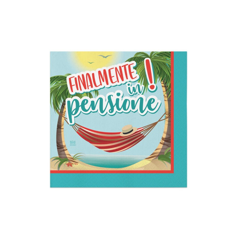 Tovagliolo in carta FINALMENTE in PENSIONE - 20 pezzi 33x33 cm
