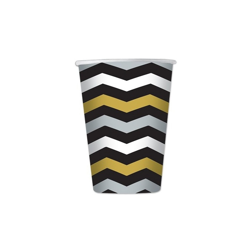 Bicchiere Zig Zag Prestige nero, oro,bianco argento 8 pz 200 cc