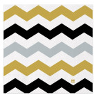 Coordinato tavola Zig Zag Prestige nero, oro,bianco argento - Piatto, bicchiere tovaglioli