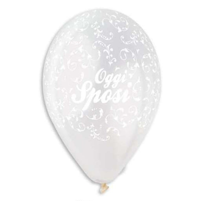 10 palloni PALLONCINI in lattice Bianco Metal con stampa Oggi Sposi