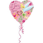 Pallone mylar TINKER BELL Trilly di Peter Pan 45cm - sagoma cuore rosa I love you- gonfiabile a elio