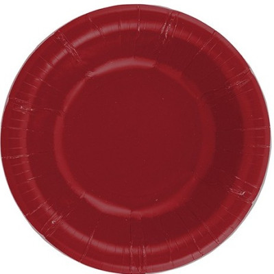 Piatto CAVO 24 cm  MONOCOLORE ROSSO RUBINO tavola festa COMPOSTABILE