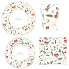 40 pz coordinato NATALE LITTLE CHRISTMAS DECO' piatti bicchieri tovaglioli addobbo tavola