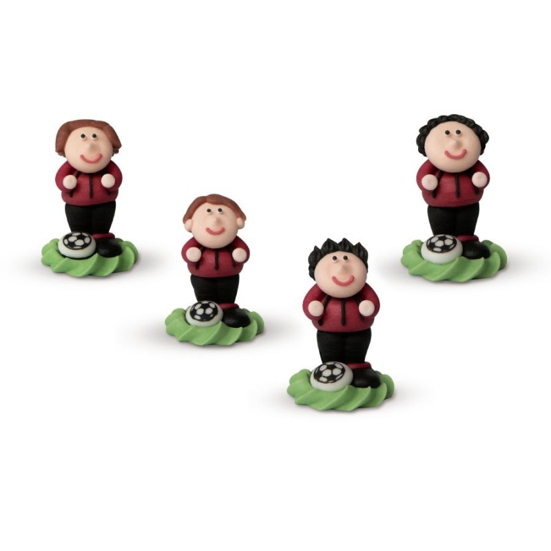 Set 4 Calciatori MILAN - Rosso Nero - in zucchero per decorazione torta e dolci