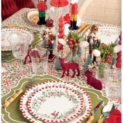 40 pz coordinato NATALE CHRISTMAS VINTAGE piatti bicchieri tovaglioli addobbo tavola