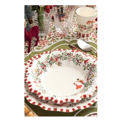 40 pz coordinato NATALE CHRISTMAS VINTAGE piatti bicchieri tovaglioli addobbo tavola