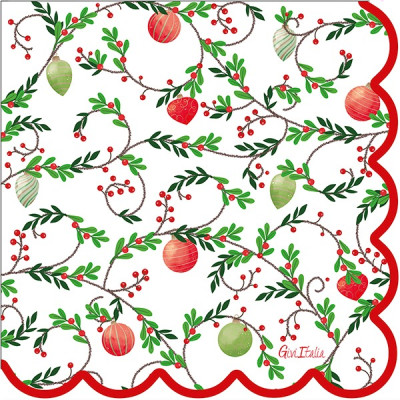 16 TOVAGLIOLI Natale in carta CHRISTMAS CARD con smerlo - addobbo tavola natalizia