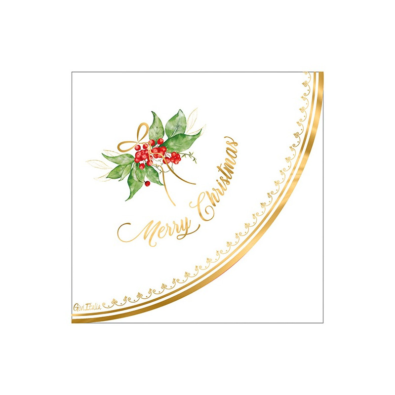 16 TOVAGLIOLI Natale in carta ROUND GOLD GARLAND tondeggiante - addobbo tavola natalizia