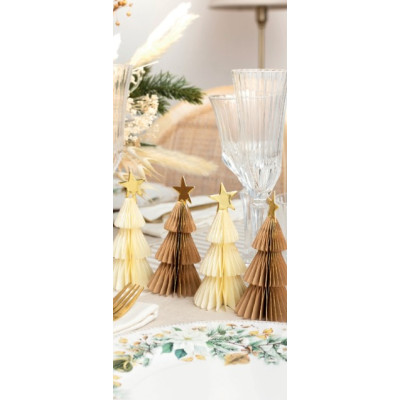 Set 2 ALBERI in carta VERDONE con profilo ORO altezza 20 e 25 cm - addobbo tavolo, casa