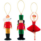 Set 3 decori in carta SCHIACCIANOCI, BALLERINA e SOLDATINO altezza 14 cm - addobbo tavolo, casa