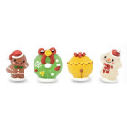 Set 4 Soggetti Natalizi  3D in Zucchero per dolci - h 4,5 cm circa