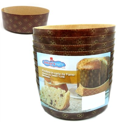 Set 5x Stampo PANETTONE 750g Basso + Sacchetti Buste Alimentari 40x48cm e laccetto