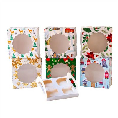 Scatola per dolci in cartoncino per alimenti - Decori renne - 17,5x8,5cm