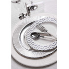 Set 44 pz Coordinato - CHEVRON SILVER - piatti, bicchieri, tovaglioli  addobbo decoro tavola