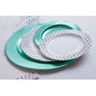 Set 44 pz Coordinato - CHEVRON SILVER - piatti, bicchieri, tovaglioli  addobbo decoro tavola