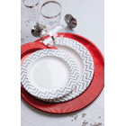 8 PIATTI ARGENTO Ø21cm in carta - CHEVRON SILVER - addobbo decoro tavola