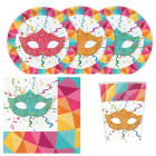 Coordinato tavola CARNEVALE piaiatti bicchieri tovaglioli - maschera