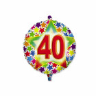 Palloncino foil mylar 40 ANNI multicolor Stardust con stampa stelle - 45 cm