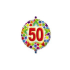 Palloncino foil mylar 50 ANNI multicolor Stardust con stampa stelle - 45 cm