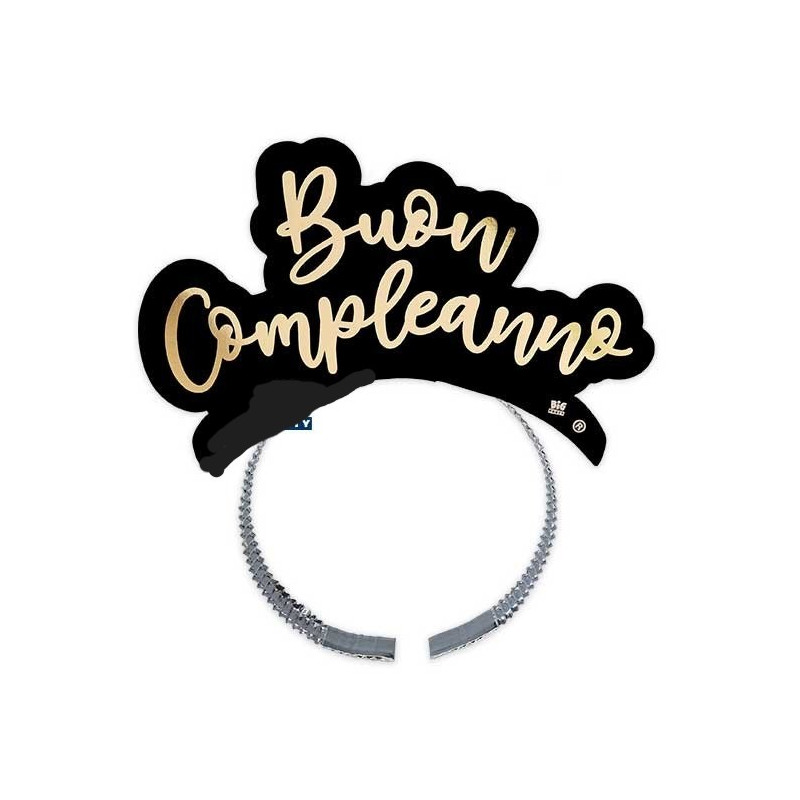 4 Frontini CERCHIETTI in Carta BUON COMPLEANNO gadget festa - Nero e Oro