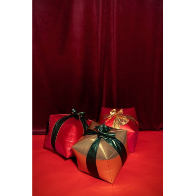 3 Palloncini in foil forma pacco regalo, colori misti, dimensioni circa 34 x 36 cm