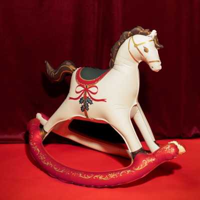 PALLONCINO pallone in foil Mylar a forma di CAVALLO A DONDOLO 118x104cm