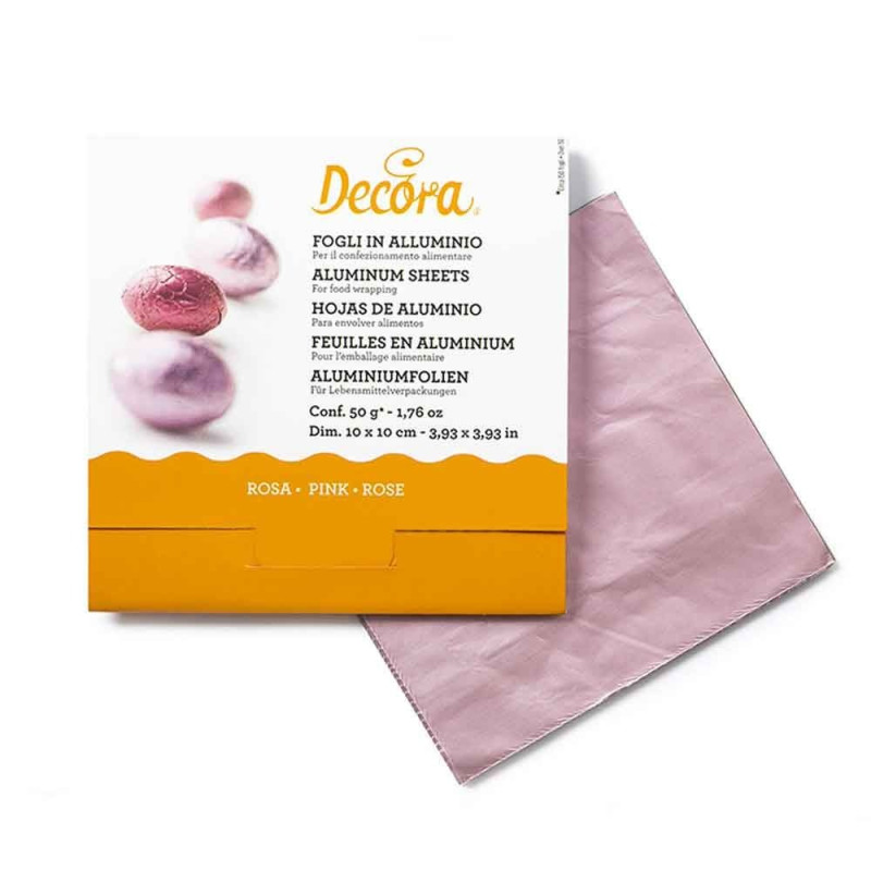Fogli in Alluminio ROSA - 10x10cm - ideali per l'incarto di cioccolatini - 50g