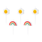 Set 5 Candele Margherite e Arcobaleno - candelina in cera per torte e dolci