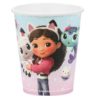 33pz -Coordinato tavola festa GABBY'S DOLLHOUSE - piatti, bicchieri, tovaglioli, tovaglia - 6 ospiti