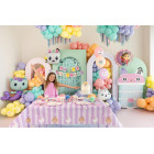 33pz -Coordinato tavola festa GABBY'S DOLLHOUSE - piatti, bicchieri, tovaglioli, tovaglia - 6 ospiti