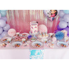 33pz -Coordinato tavola festa GABBY'S DOLLHOUSE - piatti, bicchieri, tovaglioli, tovaglia - 6 ospiti