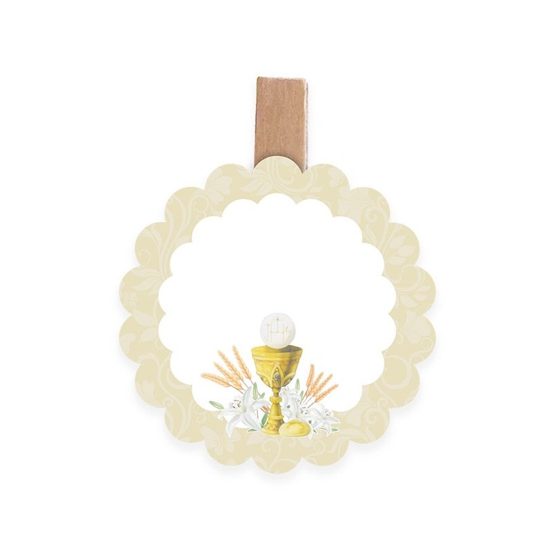 6 SEGNAPOSTO Comunione con mollettina  - ideale per decoro tavola feste