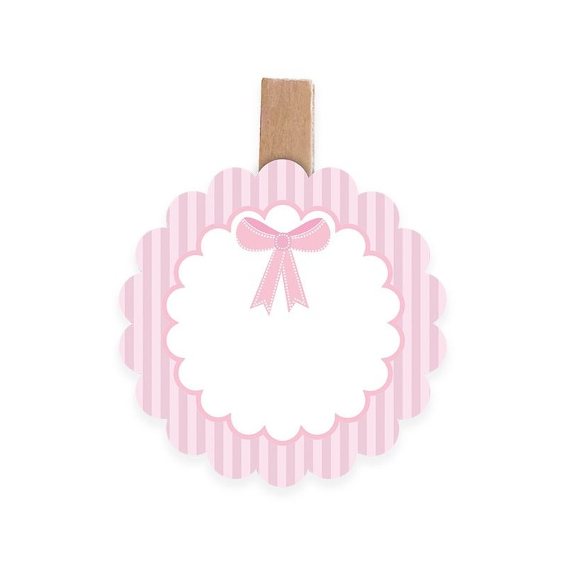 6 SEGNAPOSTO Fiocco Rosa con mollettina  - idelale per decoro tavola feste