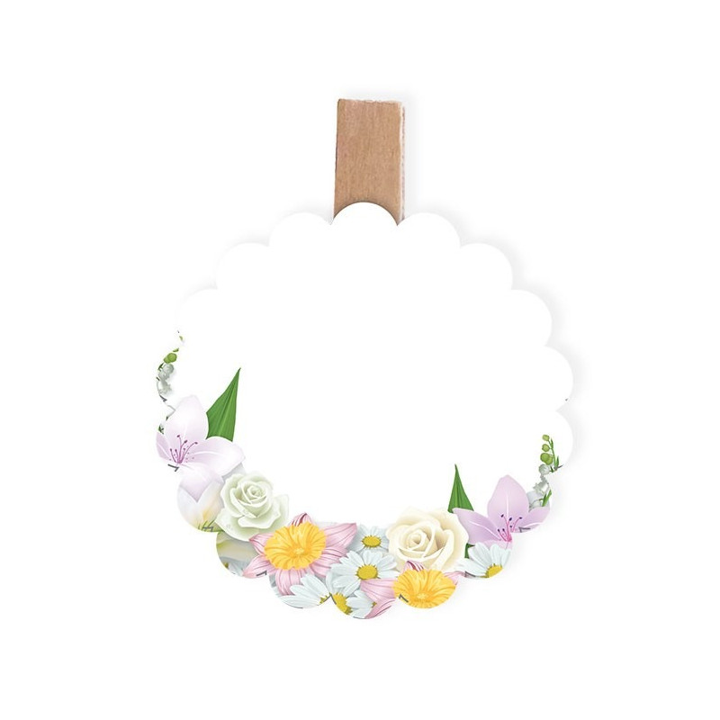 6 SEGNAPOSTO Fiori con mollettina  - idelale per decoro tavola feste
