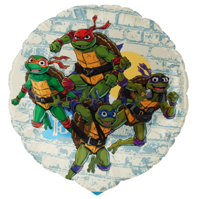 Pallone TURTLES TARTARUGHE NINJA - palloncino in foil Mylar gonfiabile elio o aria Ø45cm