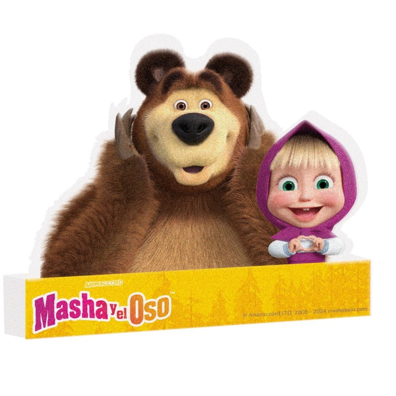 Sagoma Masha e Orso in polistirolo con applicazione cartoncino 2x25x5 cm