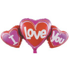 PALLONCINO pallone in foil Mylar Cuori con scritta I LOVE YOU 48x92cm