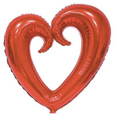 PALLONCINO pallone in foil Mylar Cuore rosso con foro centrale 101cm