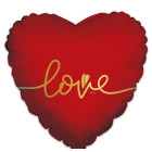Pallone foil mylar CUORE Rosso stampa Love oro - gonfiabile ad aria o elio 45 cm