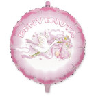 Pallone BENVENUTA Rosa - Nascita Bimba - PALLONCINO 45cm - stampa cicogna
