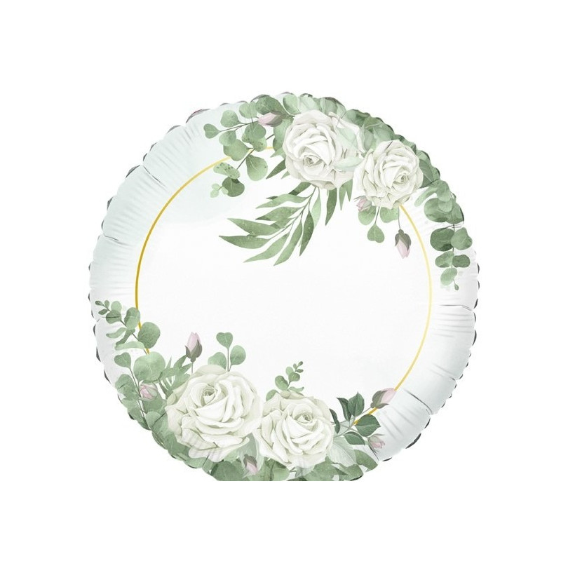 Pallone mylar con stampa Rose ed Eucalipto dim.45 cm