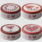 1 Scatola Latta con stampa cuori con 150 gr biscotti al burro