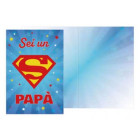 Biglietto auguri per il PAPA' con ciondolo in legno a forma di "S" superman