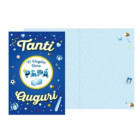 Biglietto auguri per il PAPA' con ciondolo in legno tondo "Ti voglio bene papà"